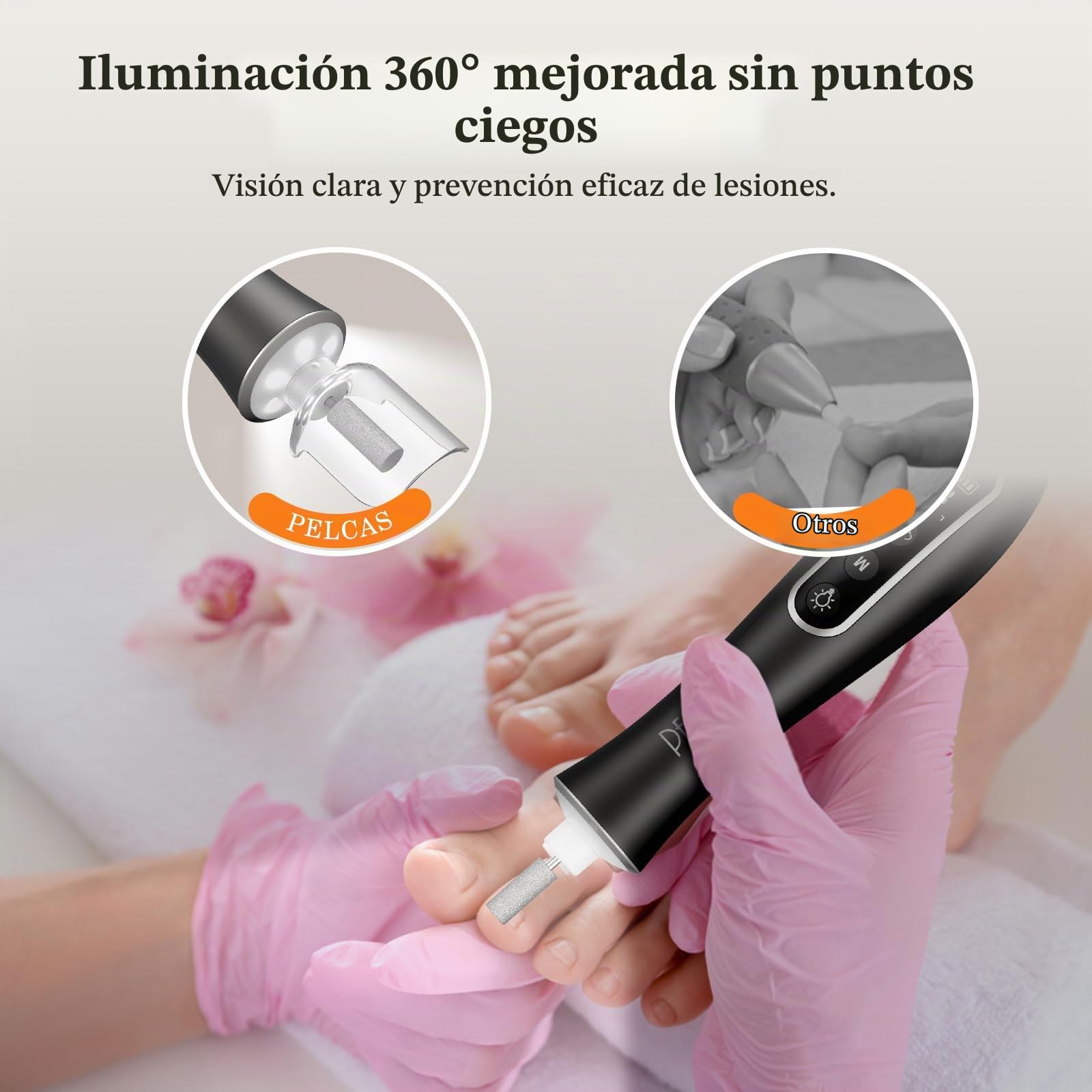 PELCAS Torno para Uñas 10 velocidades Torno para Uñas Profesional Inalámbrico con Pantalla LCD y Luz LED Lima Eléctricas Uñas Recargables Set de Manicura y Pedicura para Salón DIY