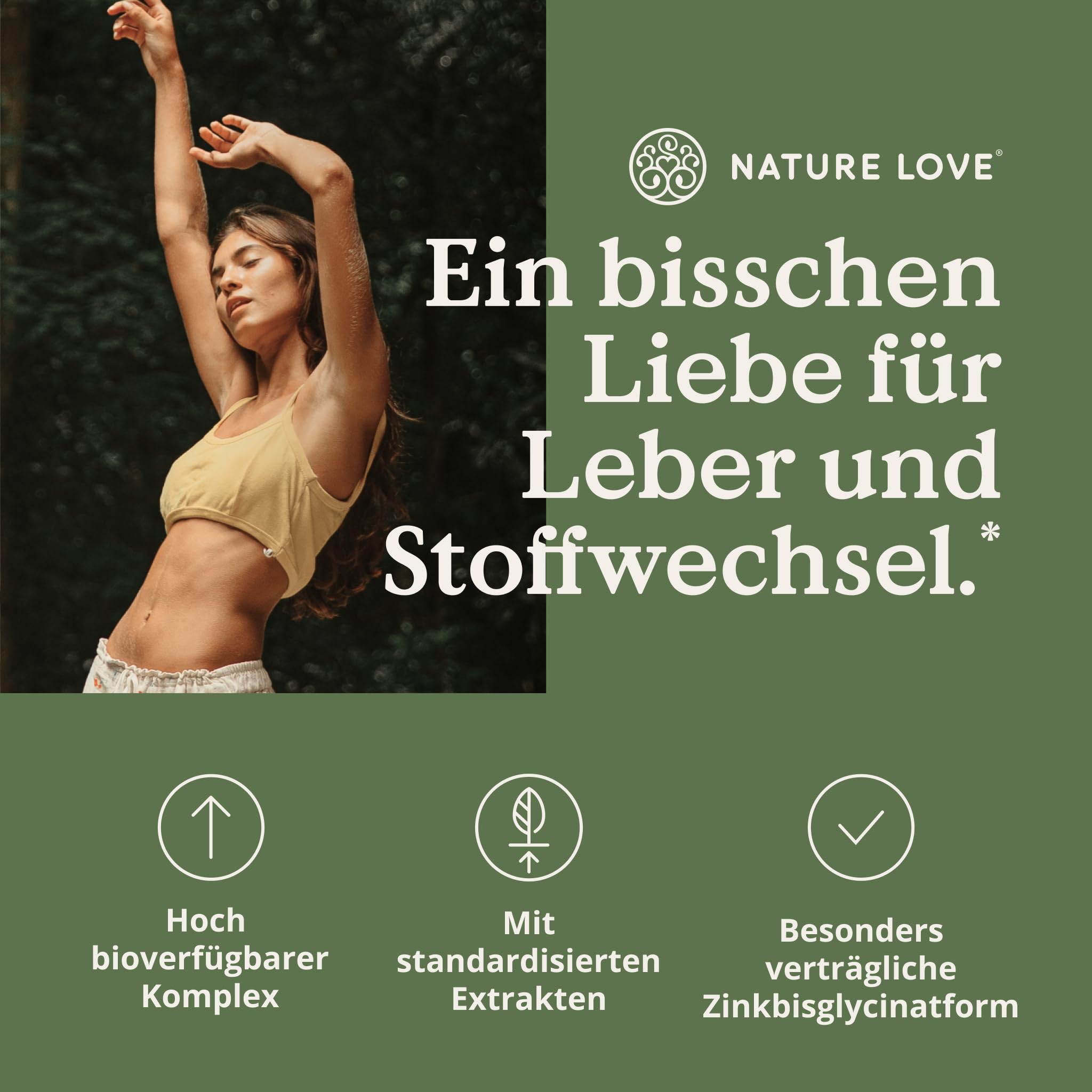 NATURE LOVE® Leber Komplex - 120 Kapseln - mit Mariendistel, Cholin, Artischockenextrakt, Curcuma & Zink - Hochdosiert, vegan, laborgeprüft und in Deutschland produziert