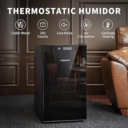 Miniatura 2 de NEEDONE Humidor 48L con sistema de control de temperatura de refrigeración y calefacción, gabinete enfriador eléctrico para 300 unidades con