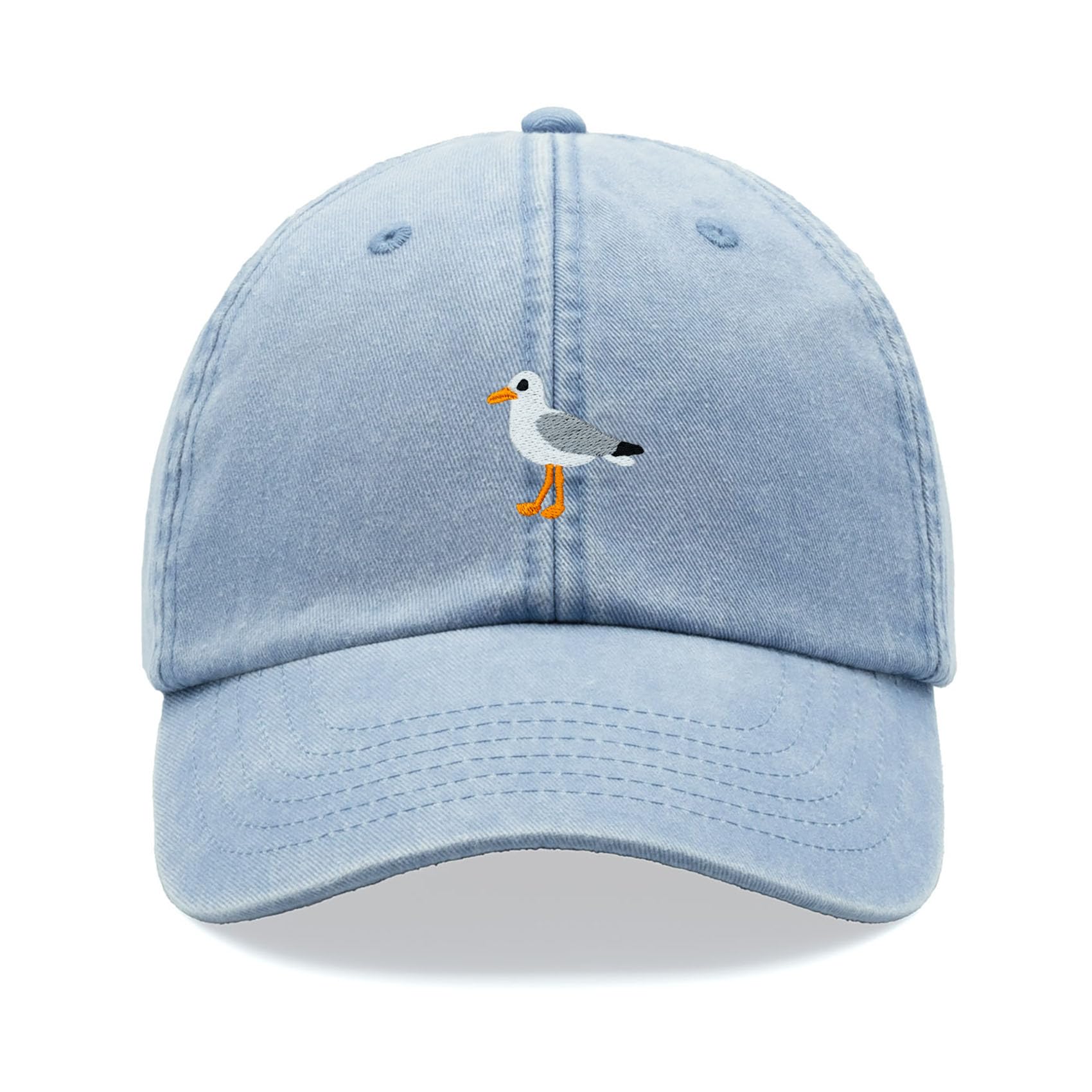 Cap Base Unisex Light Blue Seagull Baseball Cap Vintage Washed Dad Hat Adjustable
