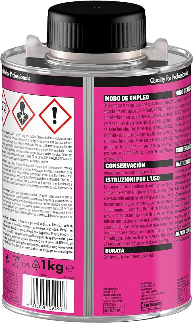 Suinga Cola Adhesiva para PVC Rigido con Pincel 500 g | Pegamento Soldador para Tuberias y Perfiles