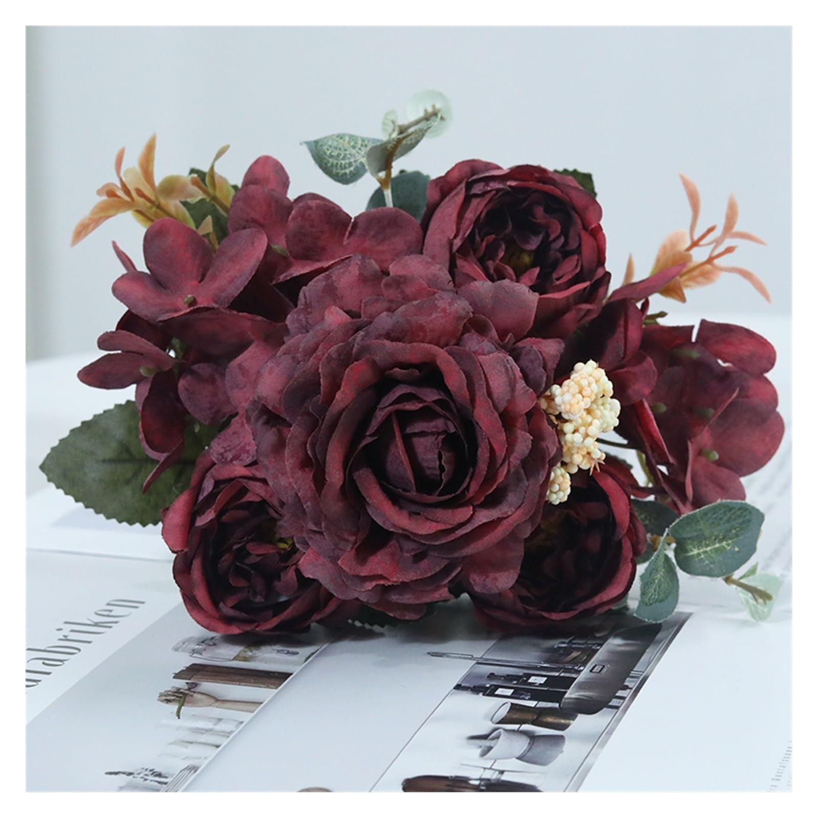 Z4T8M2K6G5 Artificial floral arrangement Beautiful Roses Artificial Flowers For Home Wedding Decorations Bouquet Fake Flower(F)