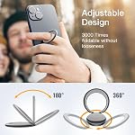 JETech Cell Phone Ring Holder, 360 Degree Rotation Metal Finger Grip Adjustable Cellphone Stand for Magnetic Car Mount, Compatible with iPhone, Galaxy, Pixel and More Smartphone (Black)
