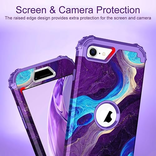 Miniatura 4 de Hocase Funda para iPhone SE 3 generación 2022iPhone SE 2 generación 2020 (4.7 pulgadas), resistente, a prueba de golpes, protección híbrida plástico