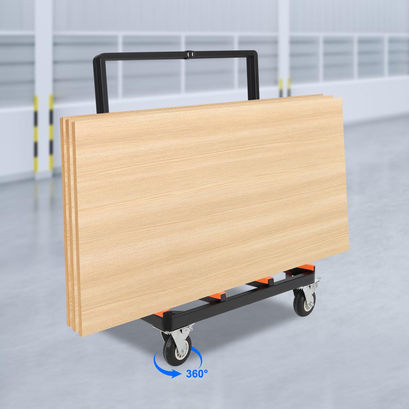 Folding Drywall Cart, Drywall Dolly with PU Swivel Casters, Portable Panel Truck Cart, Portable Plywood Cart, Plywood Storage Rack for Move Wallboard, Gypsum Board, Drywall,Up to 2200LBS (6 in Wheel)