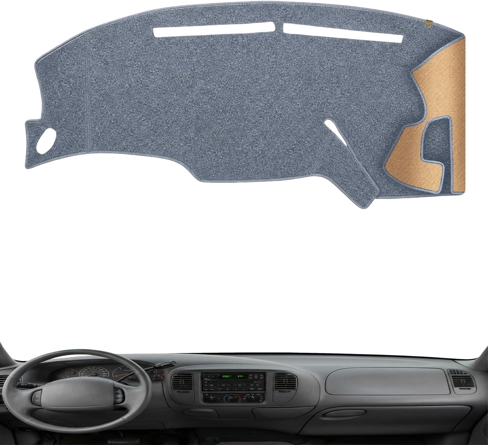 Dashboard Cover Dash Mat Fit for 2003-1997 Fo-rd F-150,1999-1998 F-250,02-97 Expedition Car Dash Board Mat Anti-Glare Carpet,Non-Slip Pad Sunshield Protector (Grey)