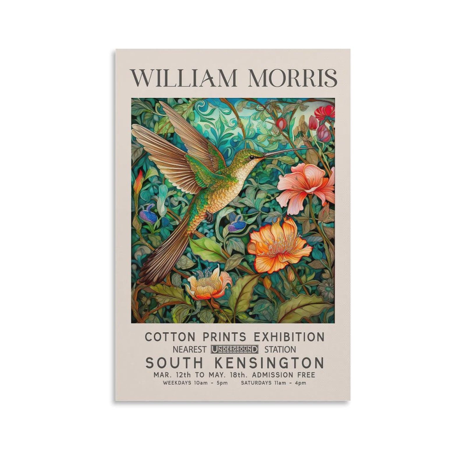 William Morris Flower Wall Art Bird Plant Poster For Room Aesthetic Canvas Bathroom Art Wall Decor Photo Prints 20x30inch(50x75cm)