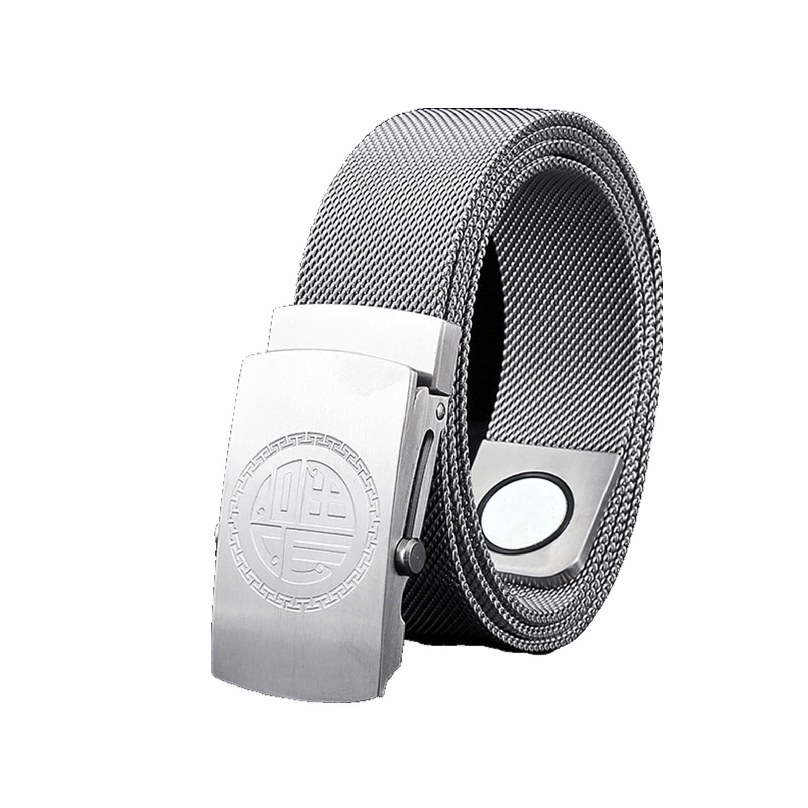 BDAYEK Men's Belt Stainless Steel Men's Belt Metal Braided Non-Leather With Fashionable Automatic Buckle(Sier D,110Cm/43.3'')