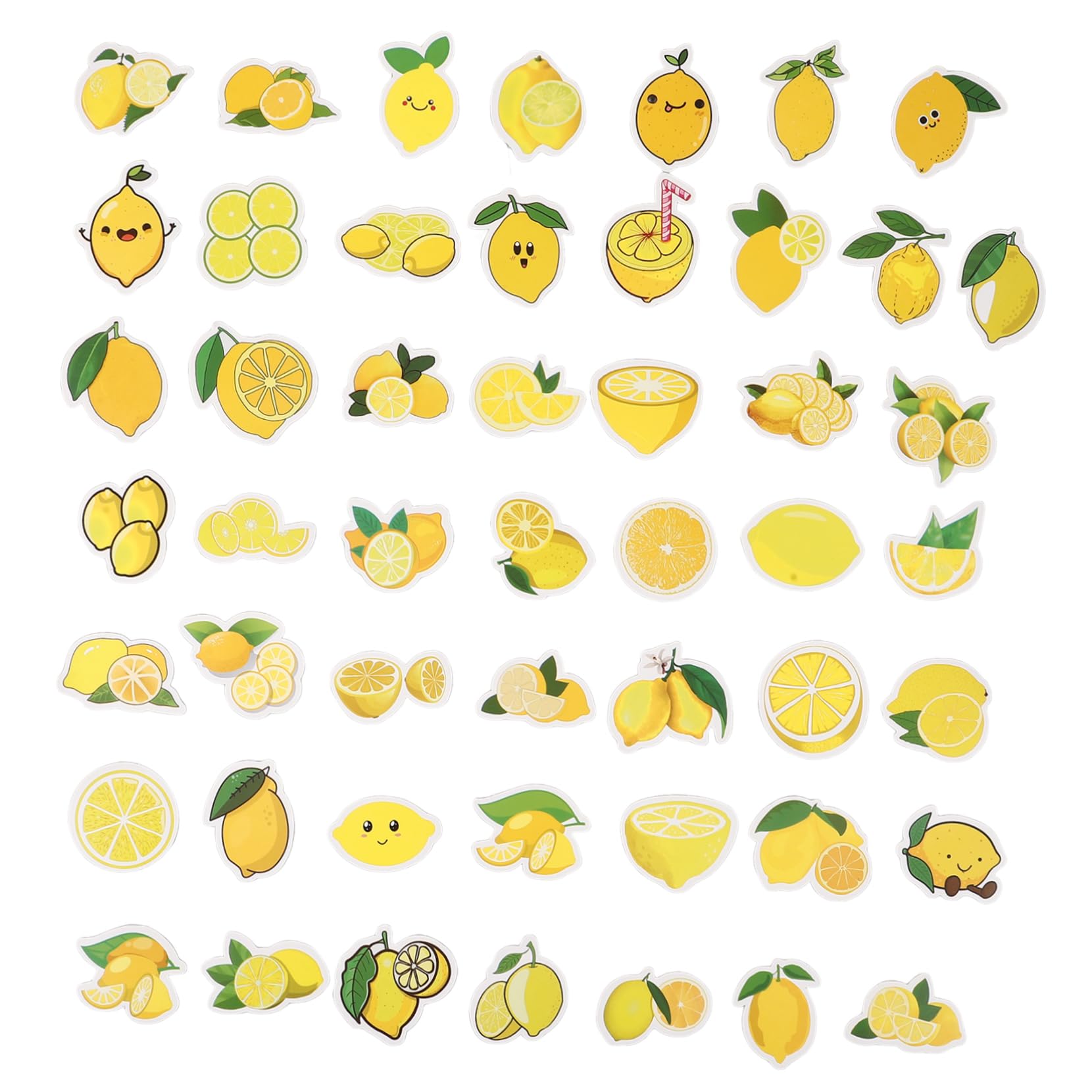 Pegatinas de Limón Adorables para Maletas, 50 Piezas Amarillas | Autoadhesivas, Diseño de Patrón Adorable, Decorativas para Crear Obras y Regalar a Amigos