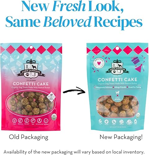 Miniatura 3 de Lord Jameson Confetti Cake Soft & Chewy - Golosinas orgánicas certificadas para perros de razas pequeñas, mantequilla de maní y coco, receta de