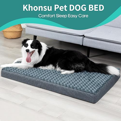 Miniatura 3 de KHONSU PET Tapete para cama de perro de felpa de 3 pulgadas, almohadilla ortopédica para perros grandes de hasta 35 libras, tamaño mediano,