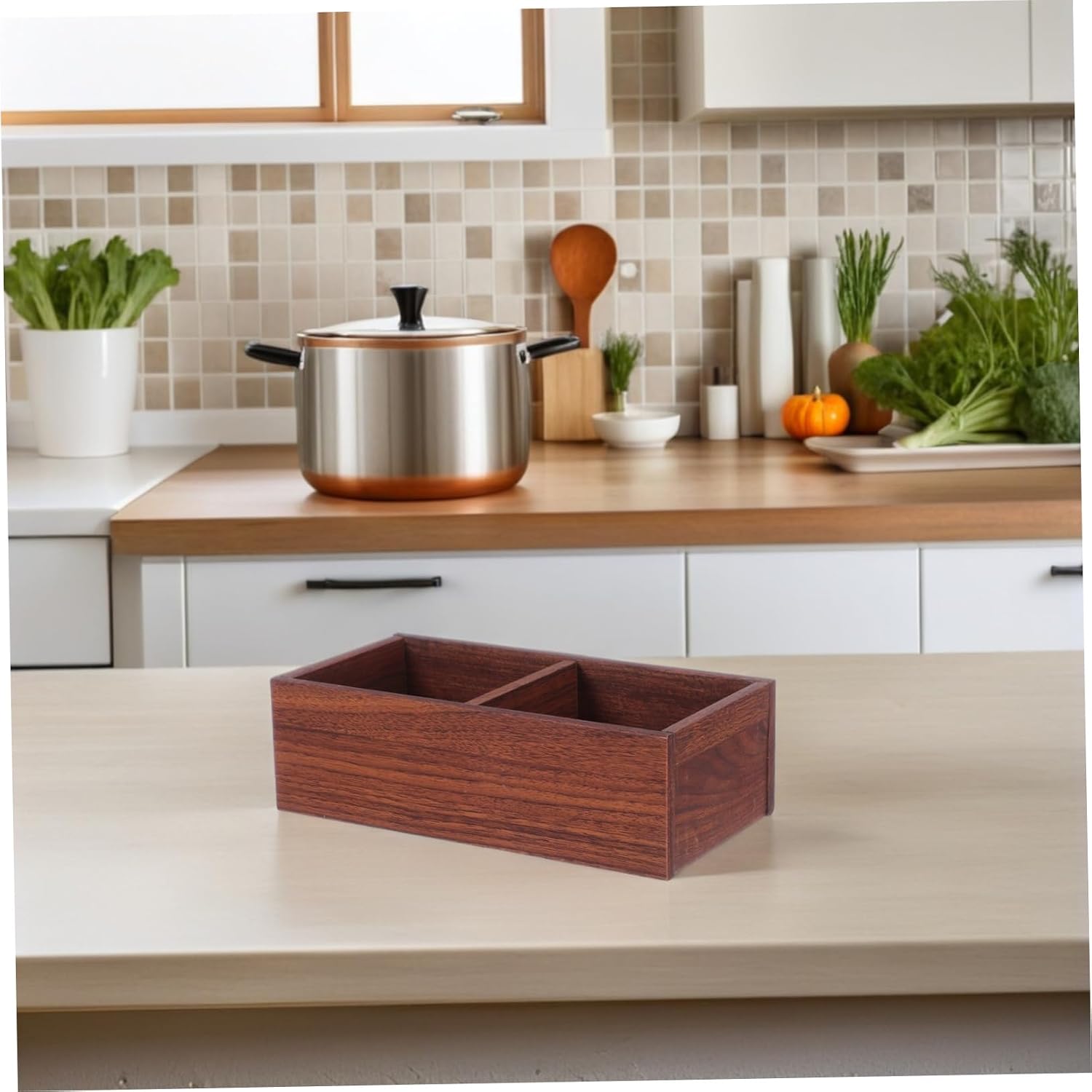 Wooden Sugar Packet Organizer for Coffee and Tea, Brown