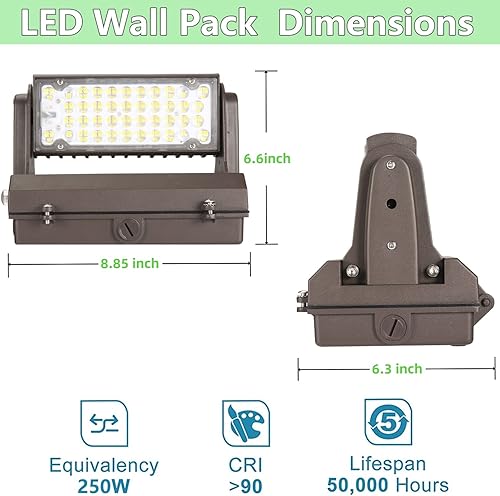 Miniatura 7 de Paquete de luz LED giratoria de 80 W del atardecer al amanecer, 5000 K, 10000 lúmenes, 400-600 W, equivalente a HPSHID, cabezal ajustable ETL,