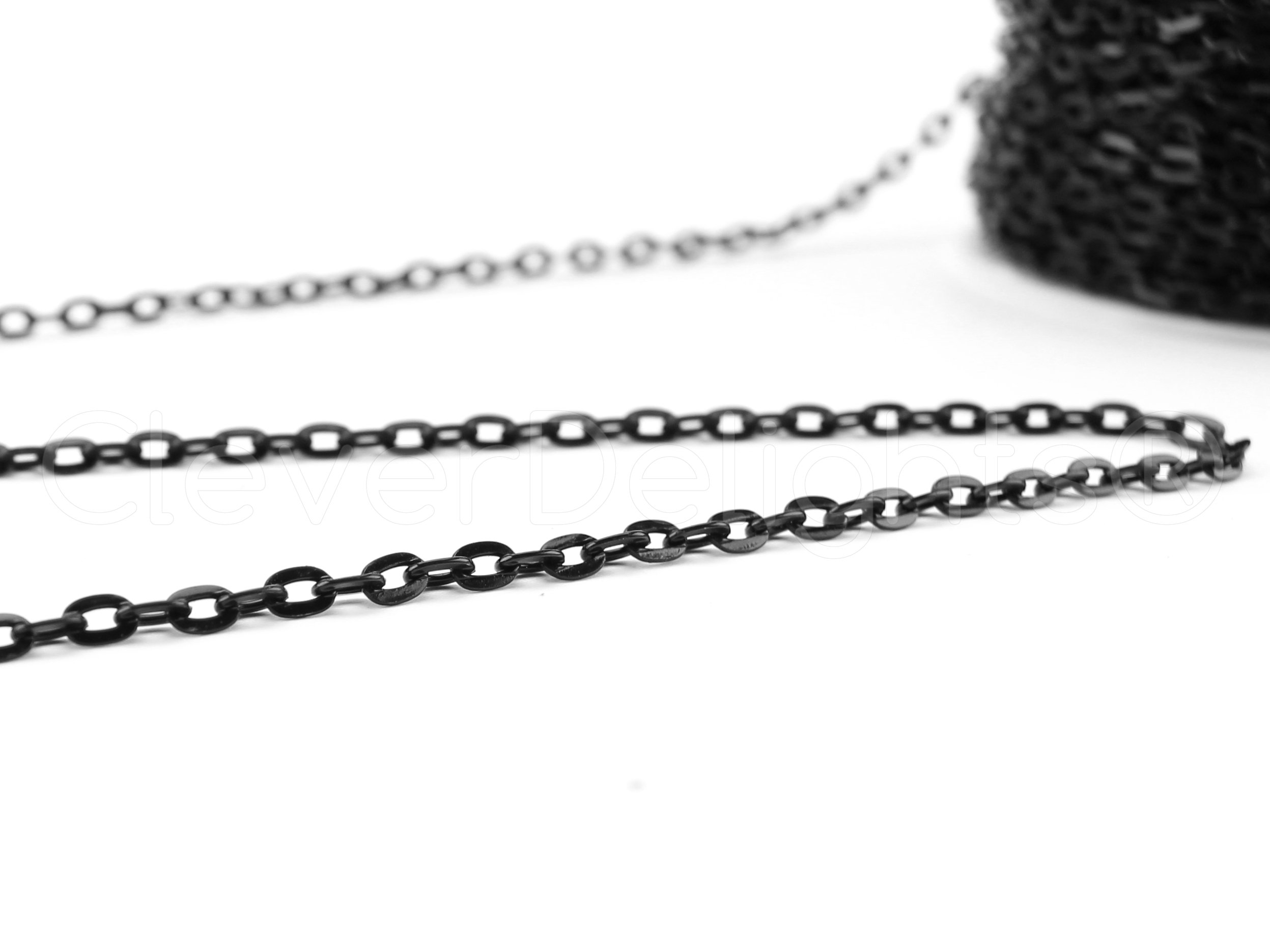 CleverDelights 4x6mm Cable Chain - Dark Black Color - 100 Feet