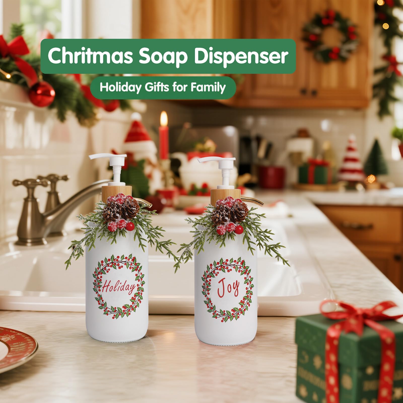 Dispensador de jabón de Navidad (paquete de 2)