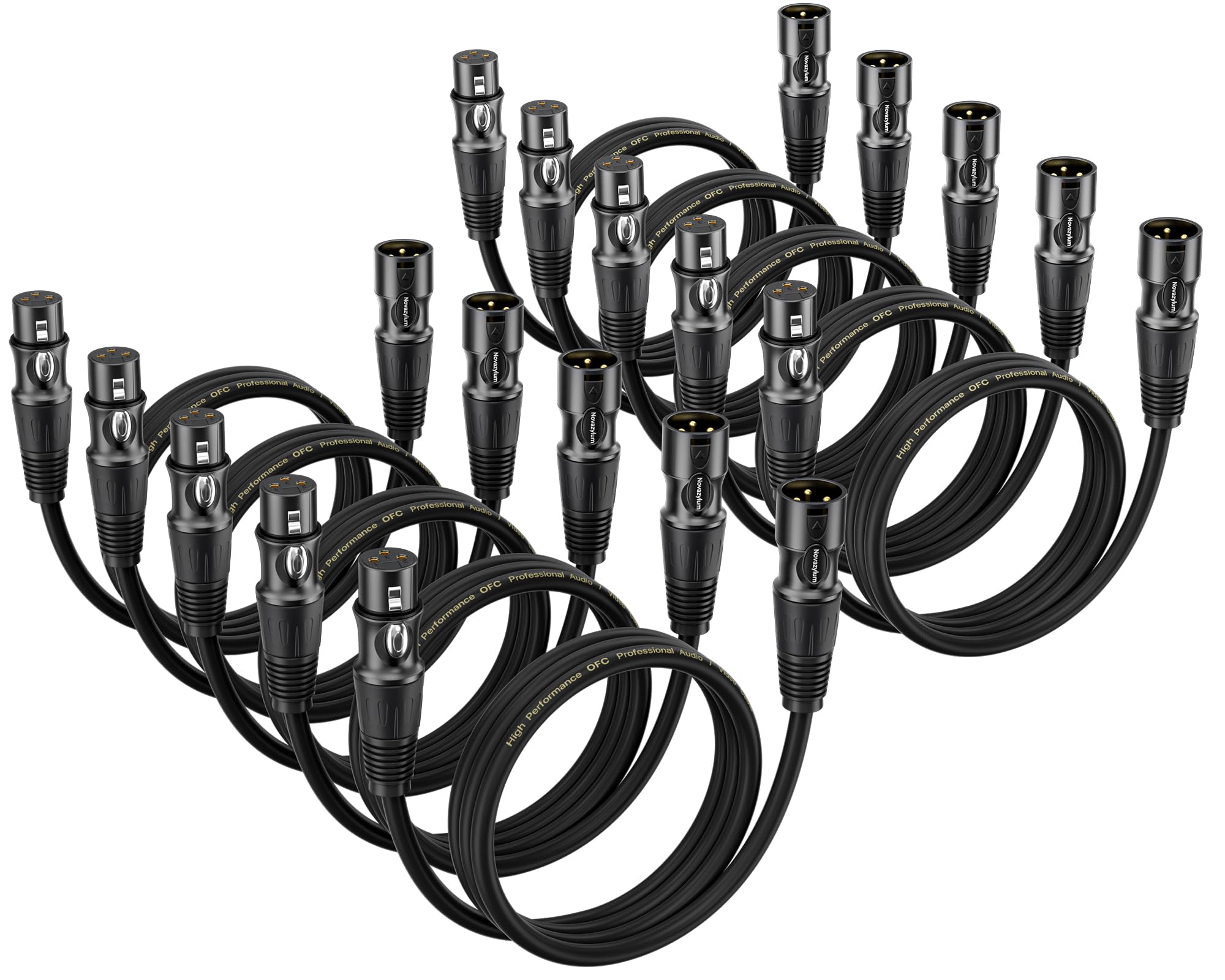 Cavi XLR da 0,8 m - Confezione da 10 cavi per microfono da maschio a femmina, con cavo bilanciato schermato XLR a 3 pin per altoparlanti e microfono