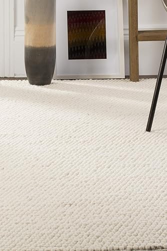 Miniatura 5 de Safavieh Natura Collection NAT620A Alfombra decorativa de 2 pies x 3 pies, marfil, lana, hecha a mano, ideal para zonas de alto tráfico en entrada,