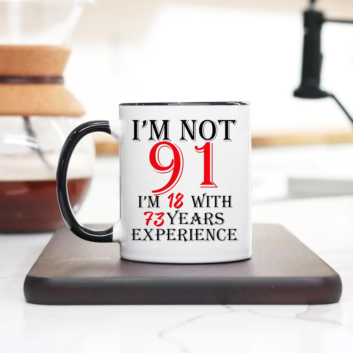 Choinn 91st Birthday Gifts for Women Men, Turning 91 Years Old Birthday Gift Coffee Mug, Funny 1935 91st birthday Gifts Ideas - Fathers Day Mothers Day Christmas for Mom, Dad, Grandma, Grandpa - Image 3