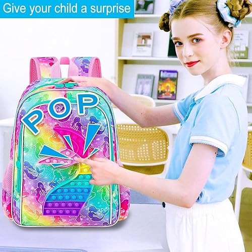 Vista 6 de CCJPX 3 mochilas de sirena para niñas, 16 pulgadas, resistente al agua, primaria, preescolar, jardín de infantes, escolar con lonchera, color rosa