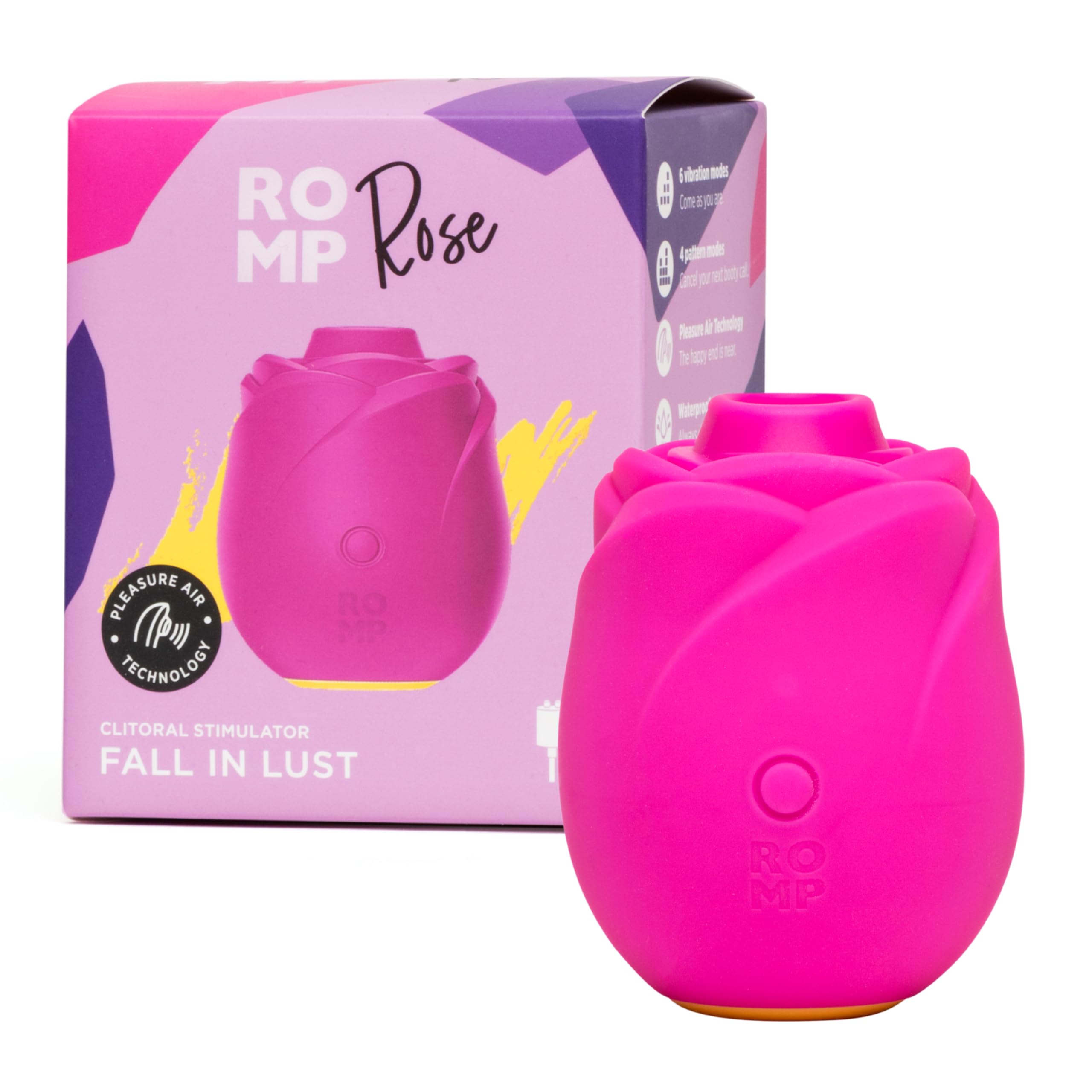 ROMP Rose Succhia-Clitoride per Donna | Toy a Rosa con 6 Modalità di Vibrazione | Sex Toy a Suzione | Vibratore Ricaricabile e Impermeabile per Stimolazione e Piacere Femminile