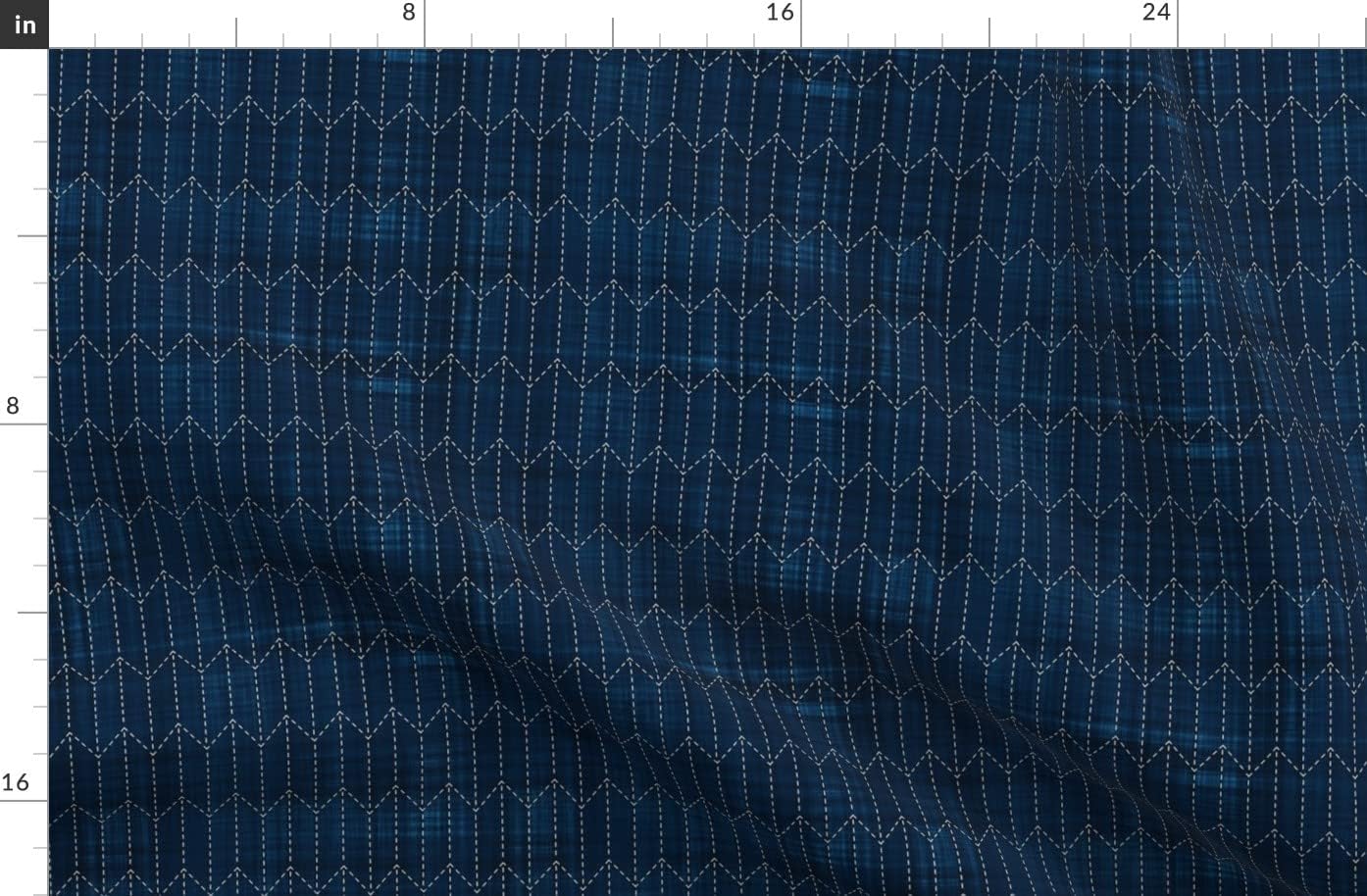 Spoonflower Fabric - Arrow Feathers Japanese Origami Sashiko Feather Chevron Abstract Printed on Denim Fabric Fat Quarter - Bottomweight Apparel Home Decor Upholstery