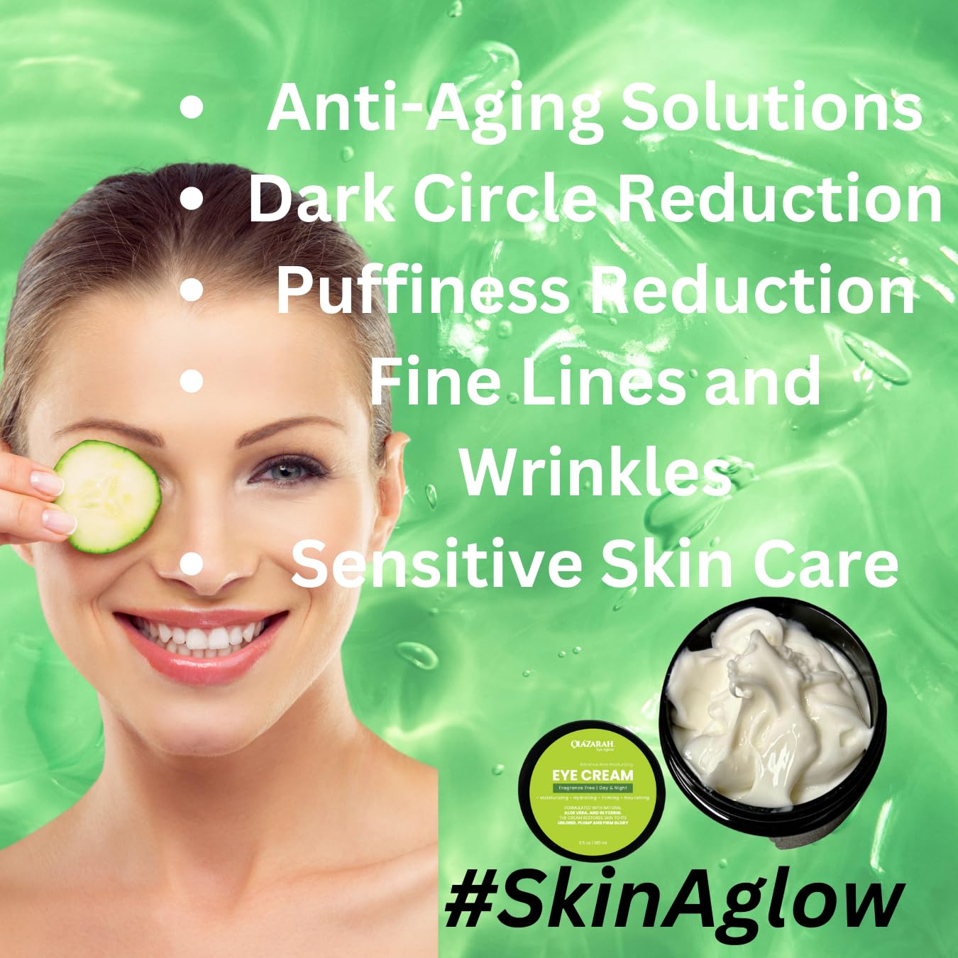 OLAZARAH Advance Aloe Moisturizing Eye Cream, Under Eye Moisturizer, Anti-Aging, Renewal Firming Fragrance-Free, Day & Night Eye Cream 2 Fl. Oz.