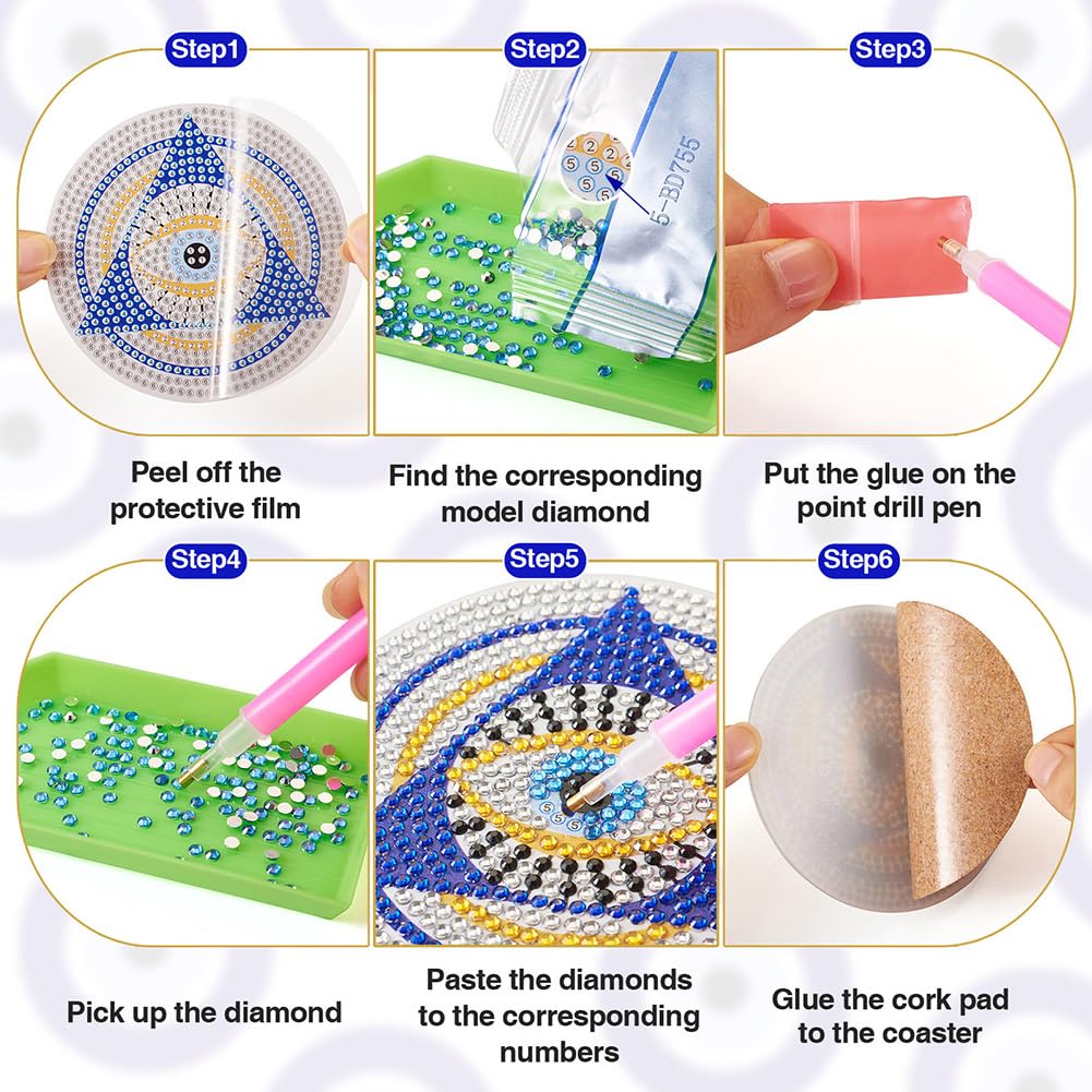 Kit Sottobicchieri Diamante Painting 8 Pezzi Con Supporto: Fai Da Te Natalizio Per Adulti E Bambini