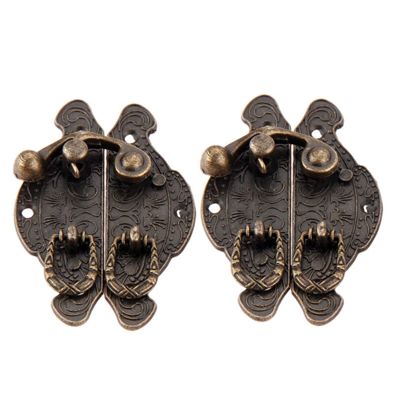 Catch， Pack of 2 Antique Bronze Box Latch Clasps 59x39mm with Screws