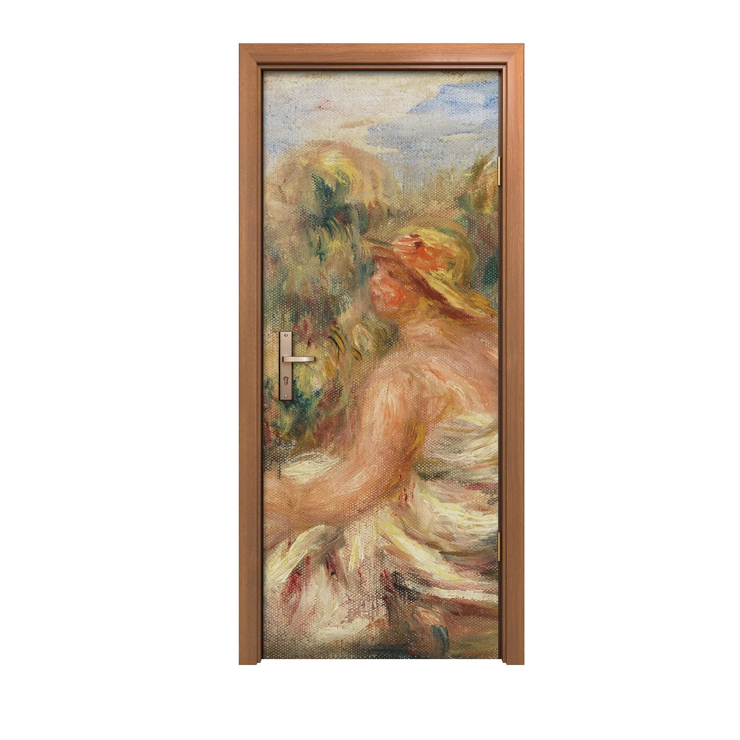 Autocollant de porte 90x200cm pour masquer une porte abîmée avec style