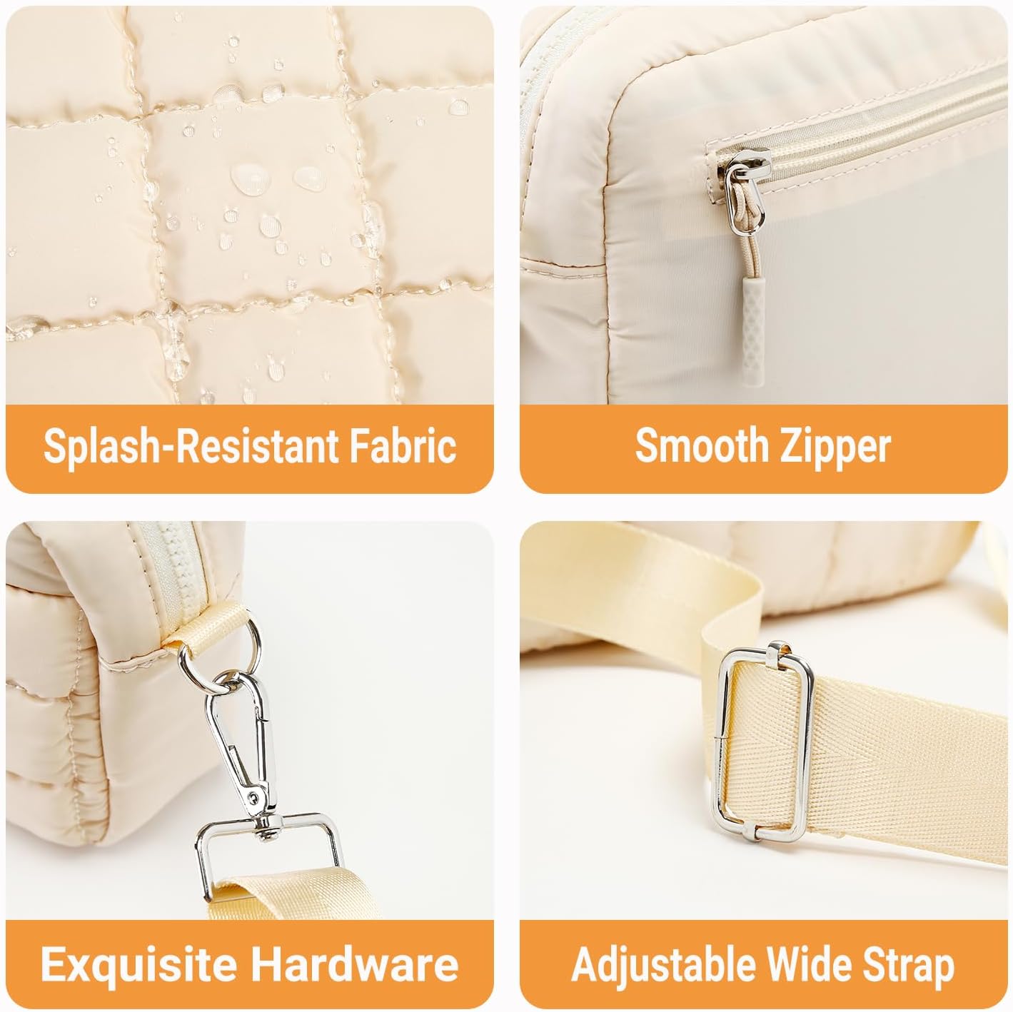 Herald Small Puffer Crossbody Bags for Women, Lightweight Nylon Quilted Shoulder Purse Handbag with Multiple Pockets - Image 7