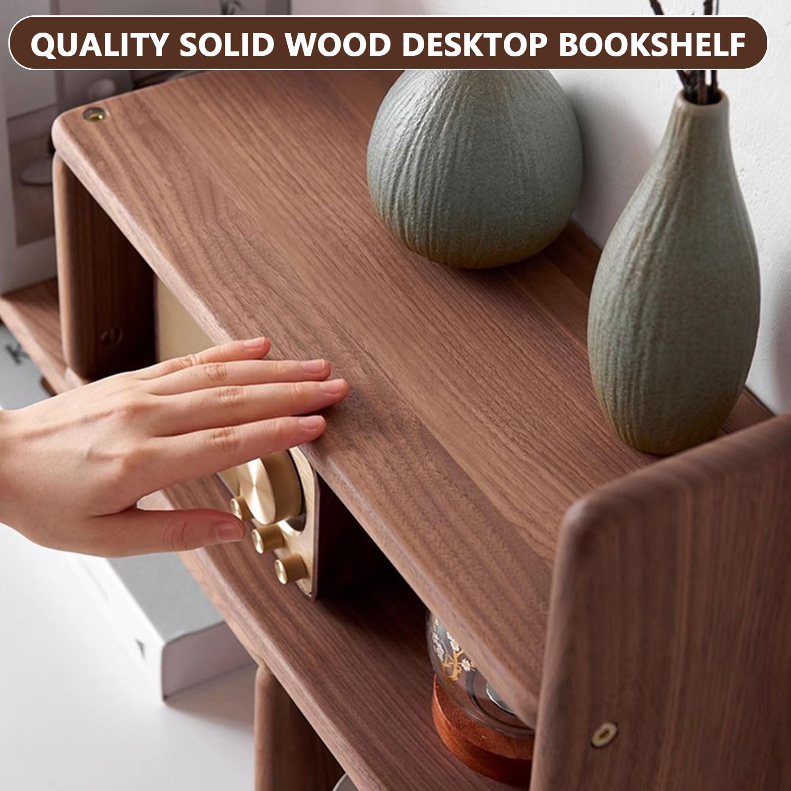 Regulowany mały serwis z książkami komputerowymi - Walnut Desktop Organizer Organizer Stojak do przechowywania biur - Rozszerzalne wyświetlacze szafy biurowe biurowe organizator biurka