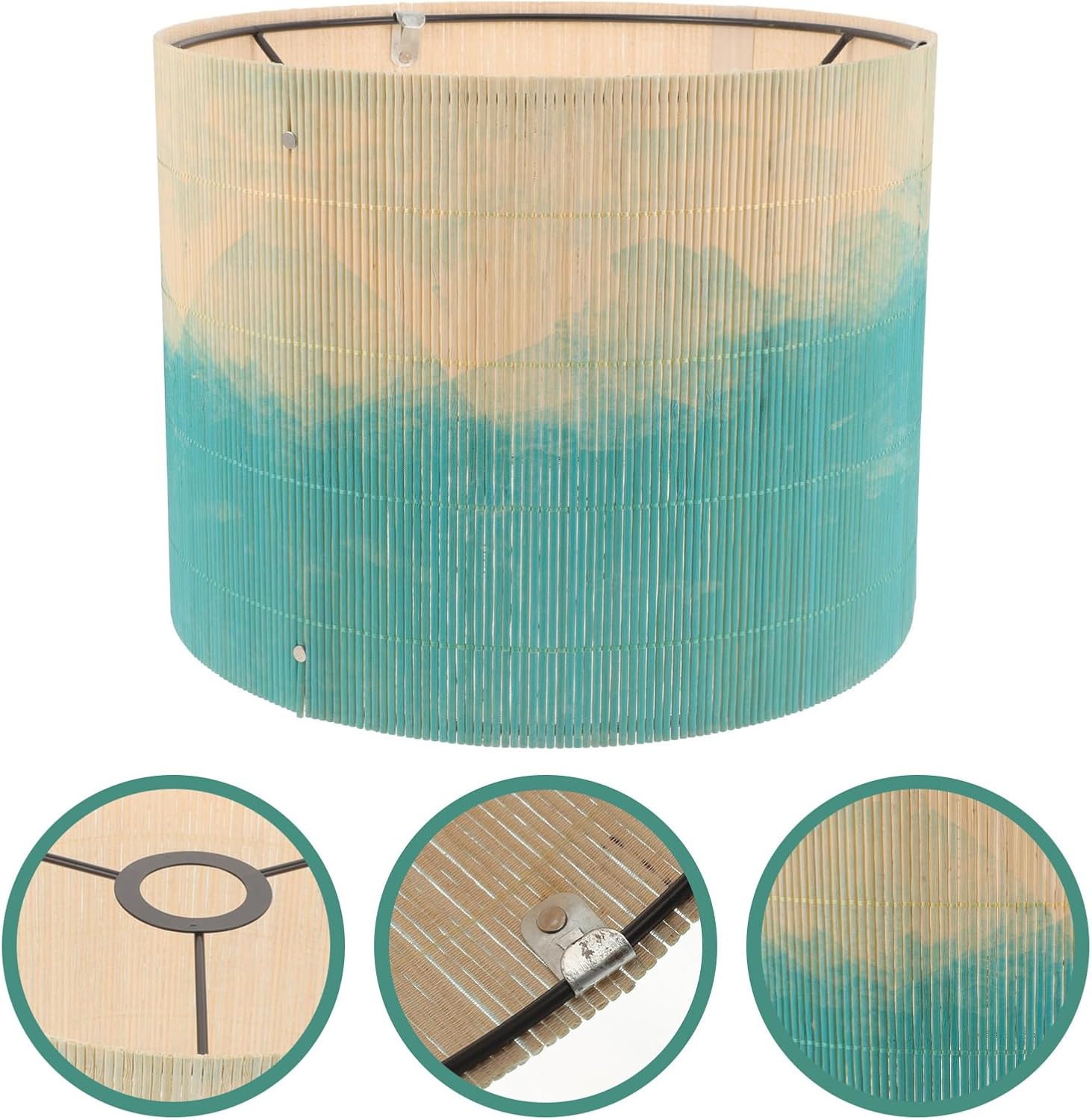 LALAFINA Bamboo Lamp Shade 11.81X11.81X9.05In Decorative Hanging Lampshade for Table Floor Pendant Light Home Decor