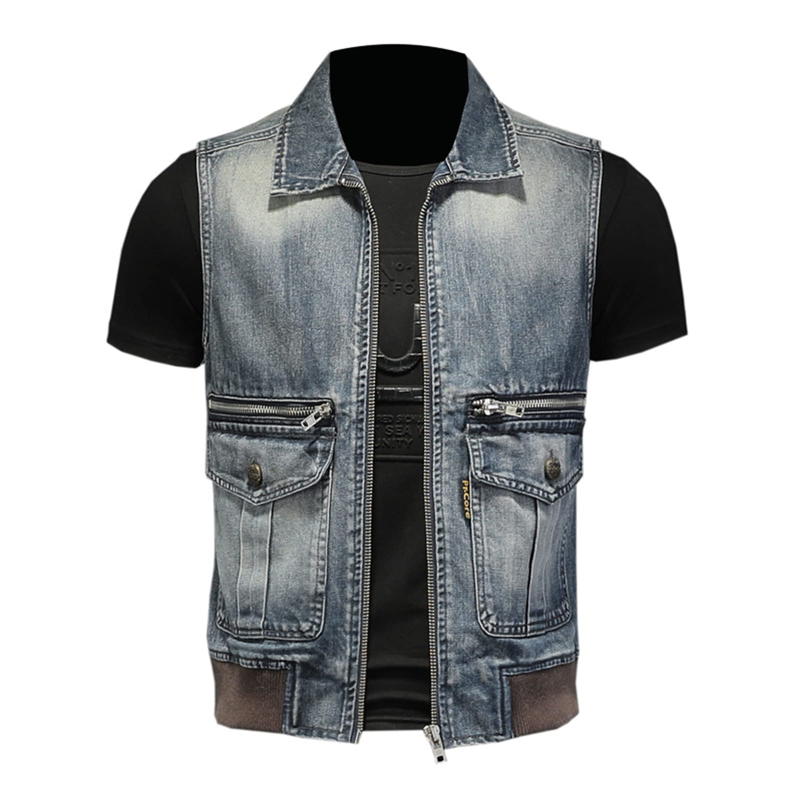 Gilet Sans Manches En Jean Pour Homme – Style Cowboy Vintage, Multipoches – Idéal Pêche, Travail, Photo, Mi-saison