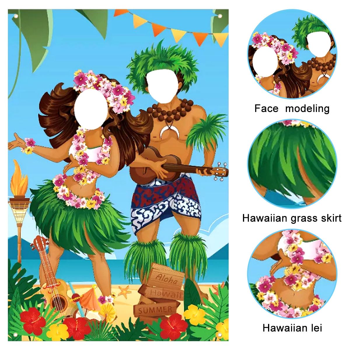 HOWAF Striscione Hawaiano Con Fiori Di Ibisco - 16 Bandierine, 3m, Per Decorazione Festa Luau Tropicale - 2