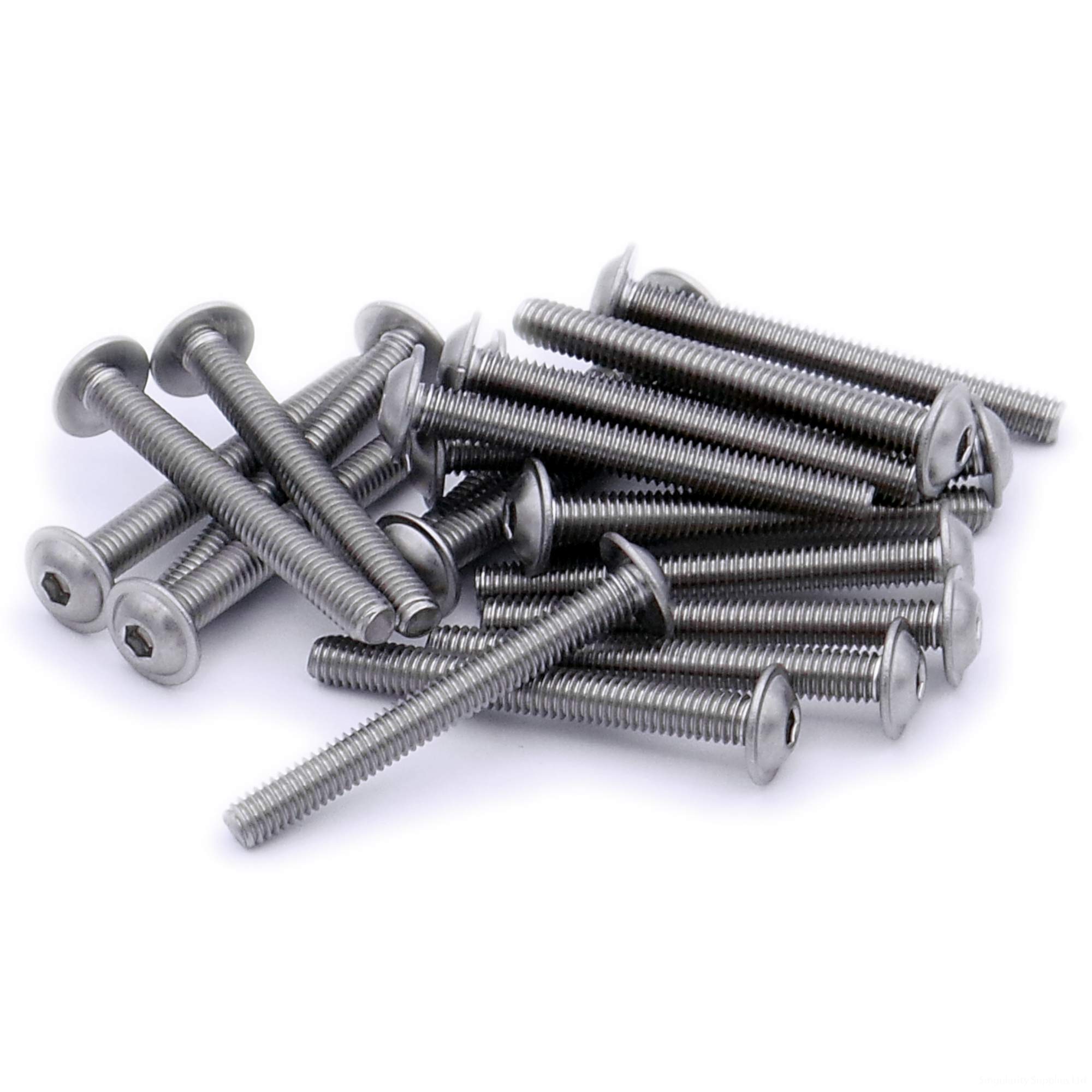 M6 (6mm x 14mm) Flanged Hex Socket Button Machine Screw (Bolt) - Stainless Steel (A2) (Pack of 20)