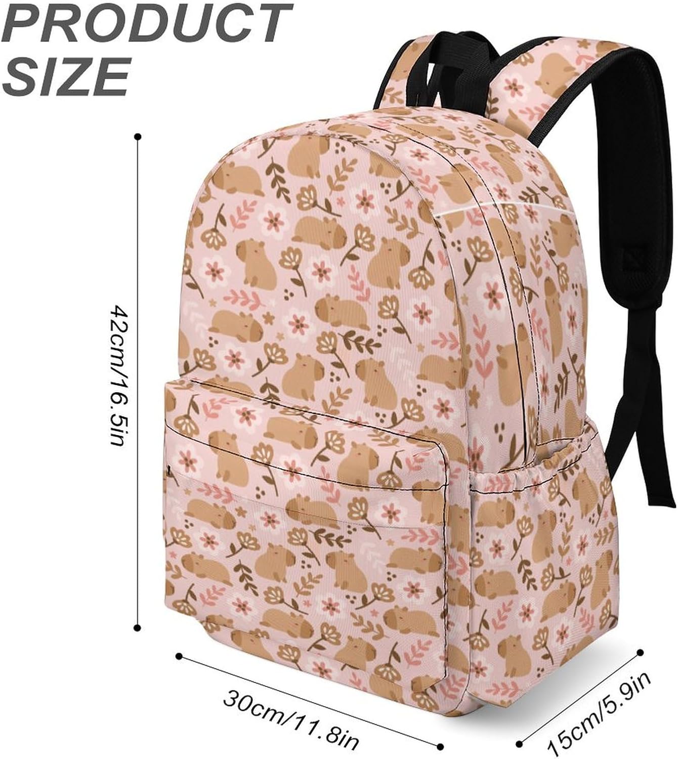 Cute Capybaras Backpack for Women 17 inch Travel Casual Backpack Lightweight Waterproof Hiking Daypack - Image 4