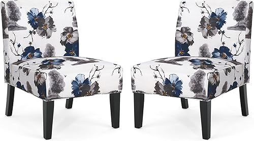 Miniatura 4 de Christopher Knight Home Kendal - Juego de 2 sillas tapizadas de tela, diseño floral, moderna, sin brazos, para sala de estar, cómoda silla tipo