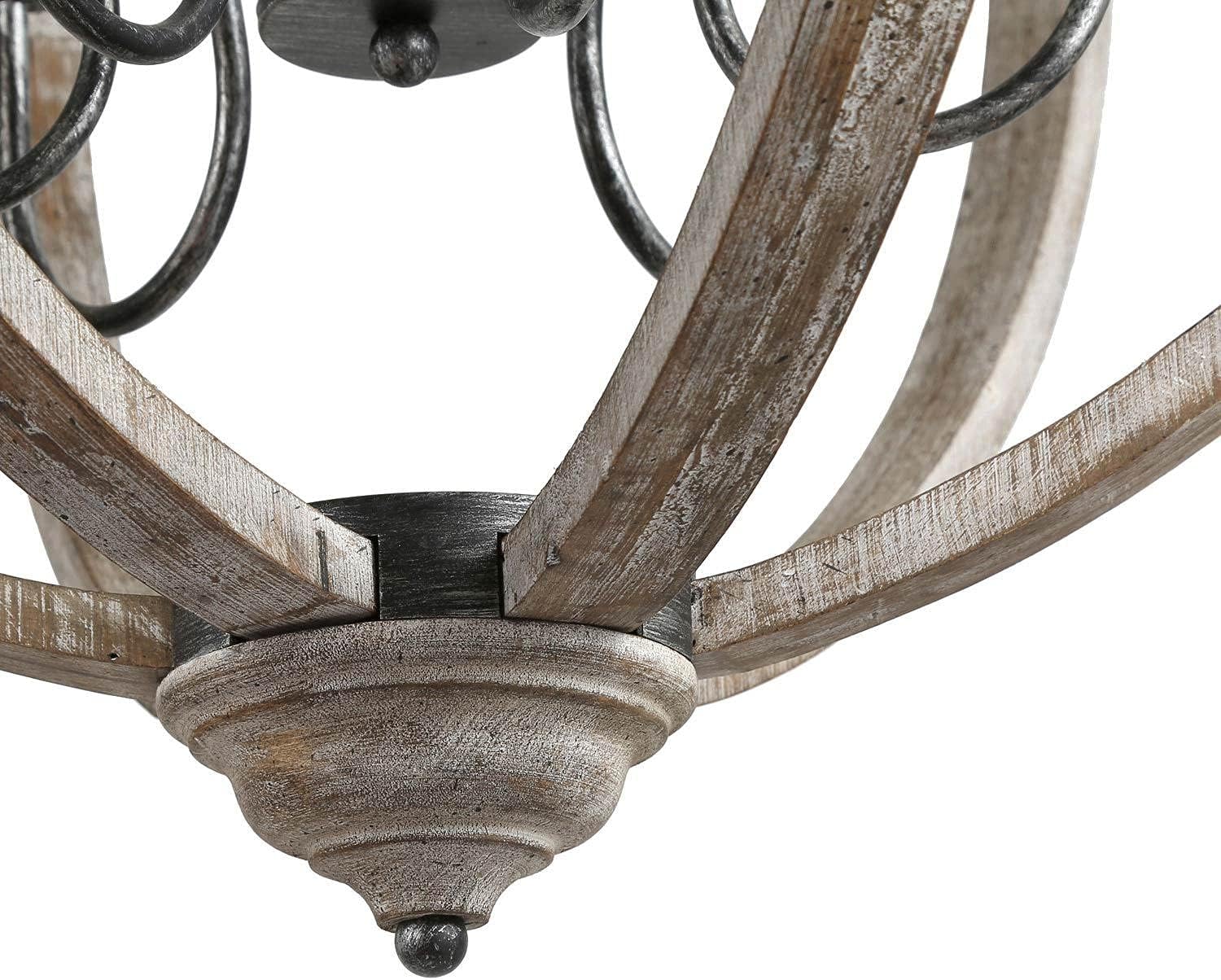 KSANA Wood Orb Chandelier, 27" Large Globe Chandeliers for Dining Rooms, Living Room and Foyer