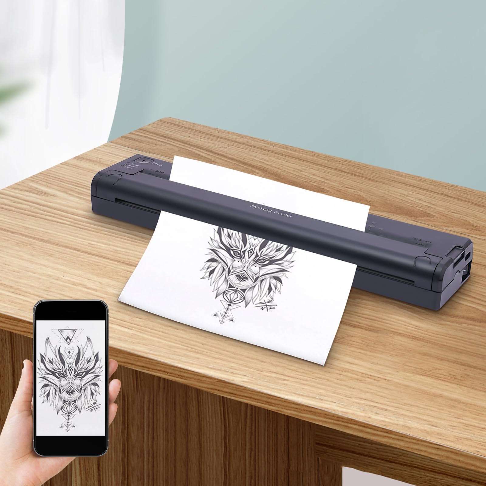 Machine de transfert tatouage A4 sans fil - Imprimante de traçage thermique copieur pochoirs Android iOS