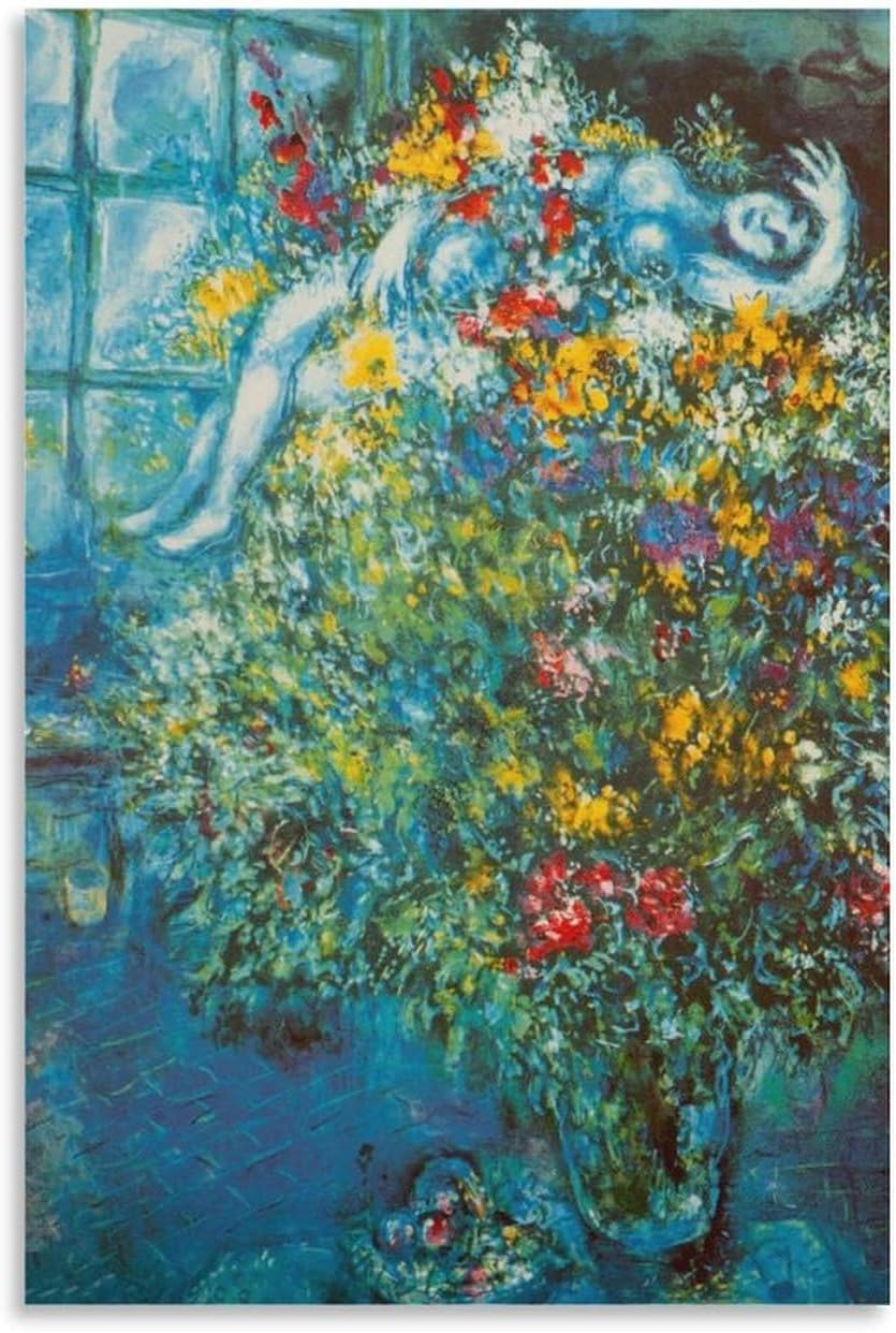 Matvsd Kohecs Le Bouquet Ardent by Marc Chagall Canvas Wall Art Print for Living Room, Bedroom and Office, Unframed