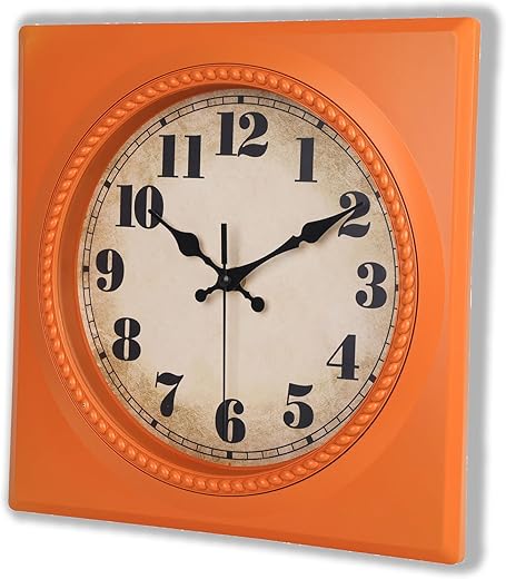 Vintage Wall Clock 1950 s Style Retro 50 's Mid Century Square Wall Clocks Battery Operated Silent