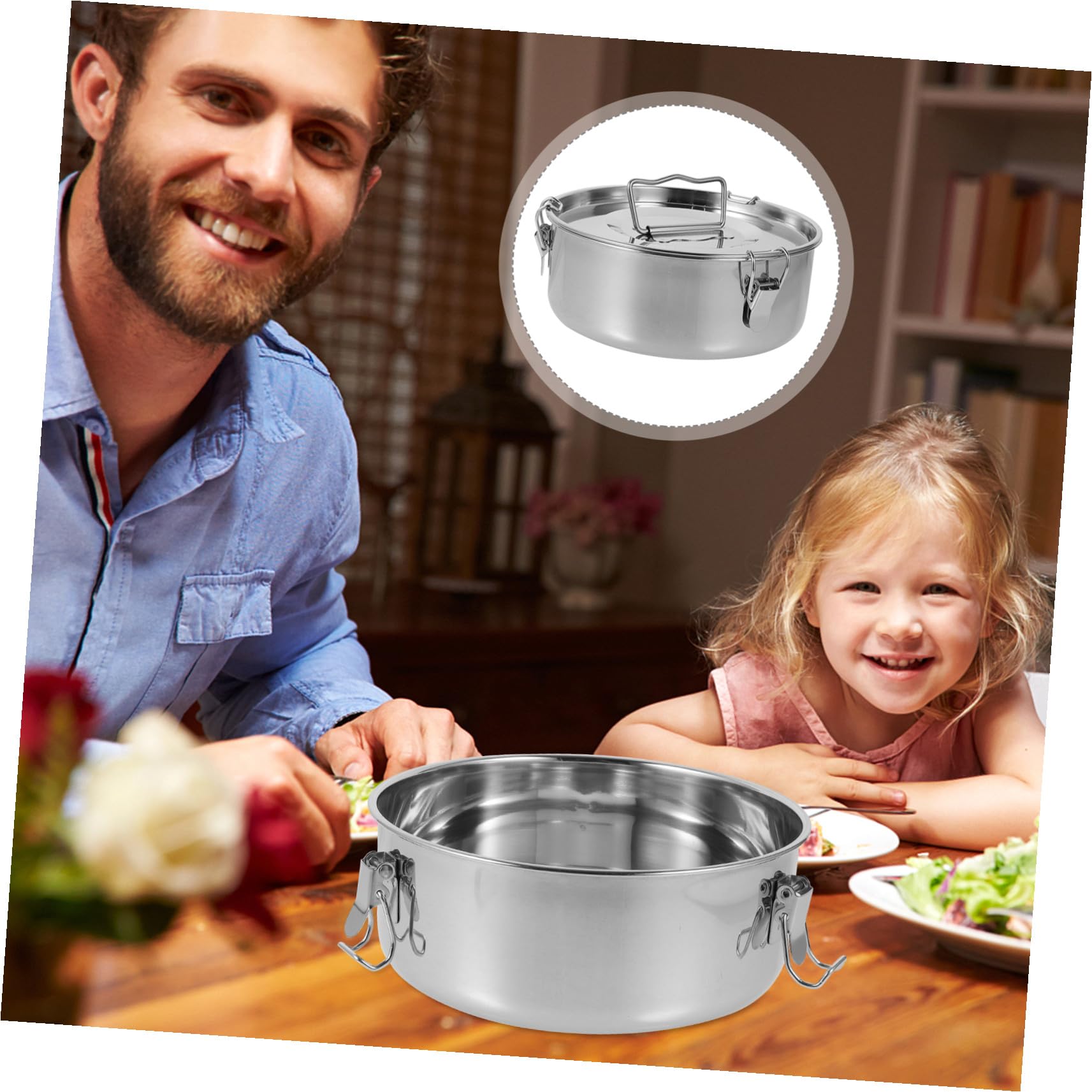 COLLBATH Molde para Flan con Tapa y Asa, Olla Vaporera de Acero Inoxidable para Cocinar al Vapor, Adecuado para Flanes, Pudines, Quiches y Mariscos en Cocina Doméstica