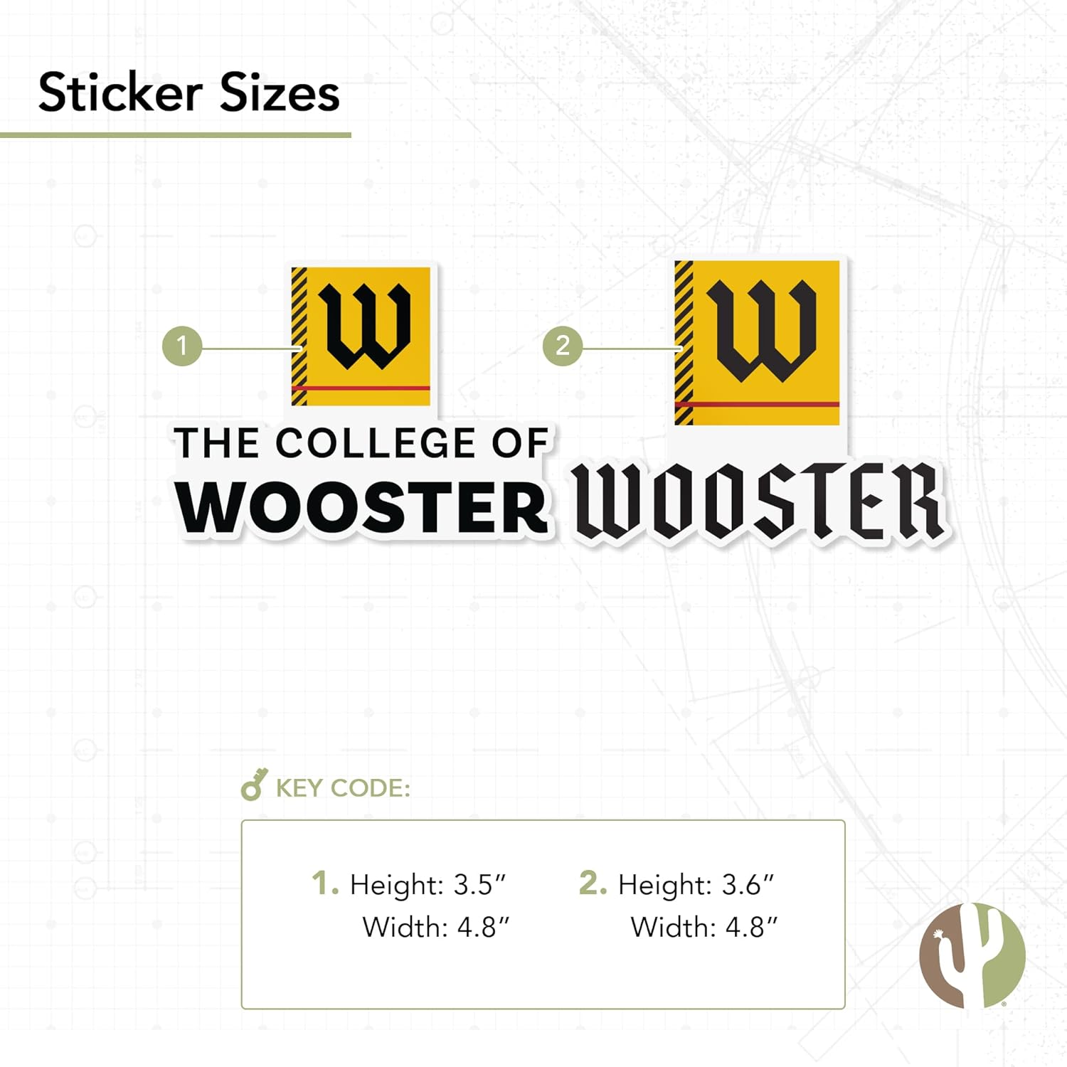 Desert Cactus College of Wooster License Plate Frame and Sticker Car Tag Holder for Front or Back of Car Officially Licensed Metal (Sticker Frame Combo - Alumni)