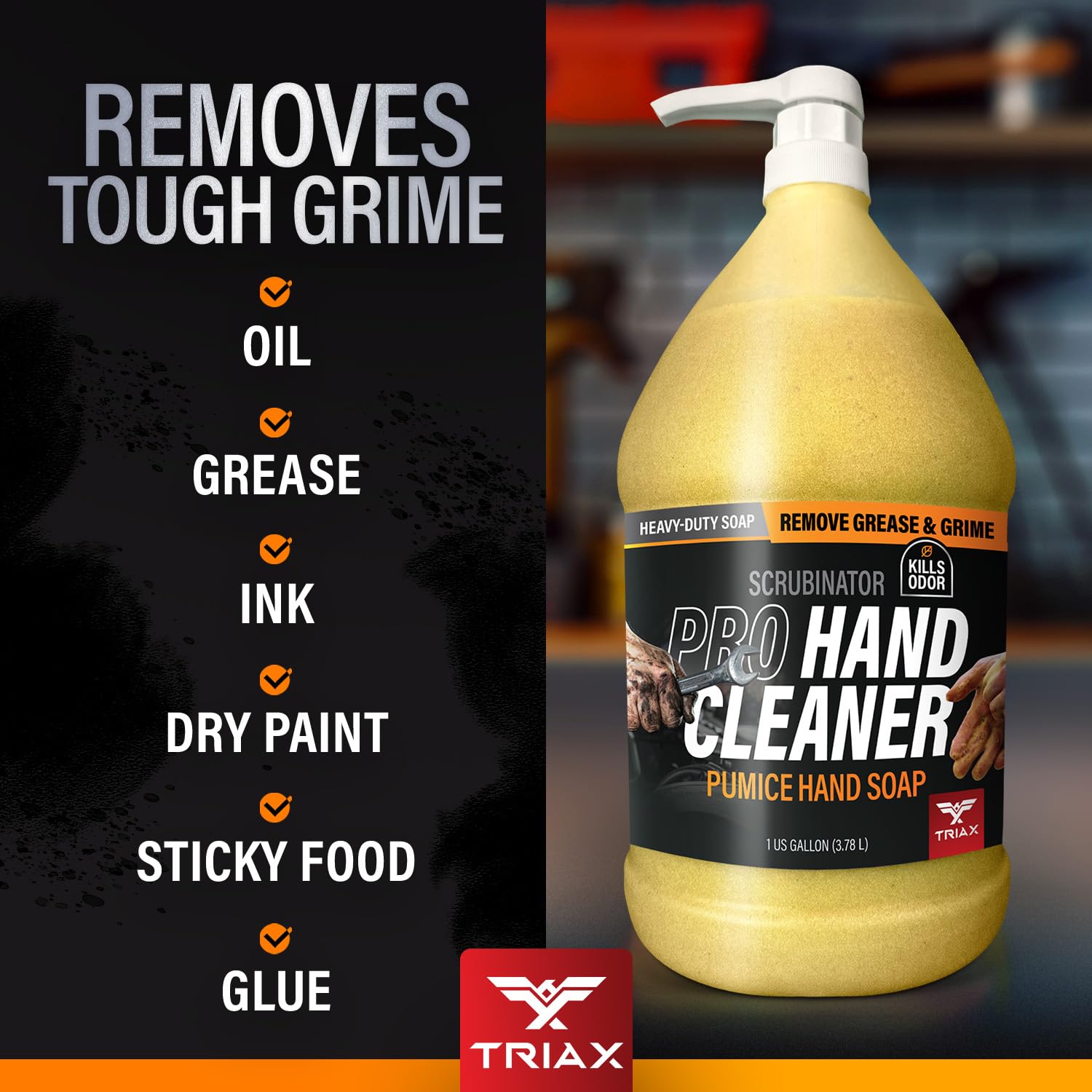 TRIAX Scrubinator - Nettoyant pour les Mains Ultra Résistant - Élimine la Graisse, la Saleté, les Taches et les Odeurs Tenaces - Sans Solvants Toxiques ni Produits Chimiques Aggressifs