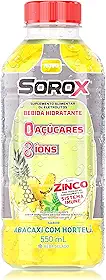 Sorox Abacaxi com Hortelã Bebida Hidratante Zero Açúcar com 8 Íons e Zinco para Imunidade, Baixa Caloria, Eletrolitos para Hidratação e Energia, Refrescante e Nutritiva 550ml
