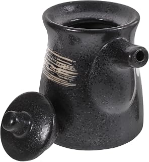 Ceramic Soy Sauce Oil Pot Black Kitchen Condiment Container Seasoning Bottle for Home Cooking and Table Use