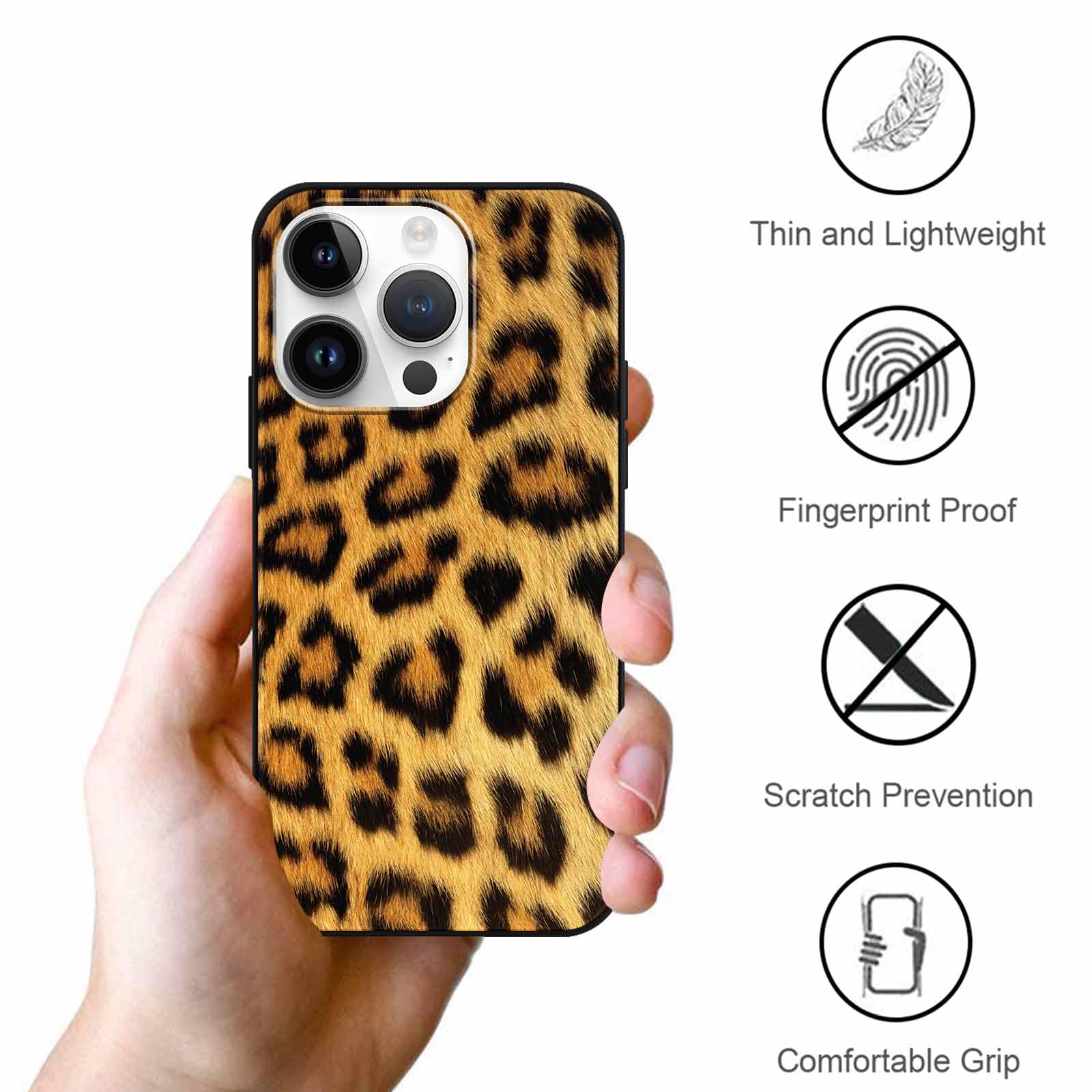 Yoedge 2 × Cover per iPhone 14 Pro 6,1" - Custodia Leopardato Marrone per Telefono Aesthetic Disegni, Rosa Leopardo Custodie Protettiva per Cellulare TPU Silicone Antiurto per iPhone 14 Pro case - Vista 6