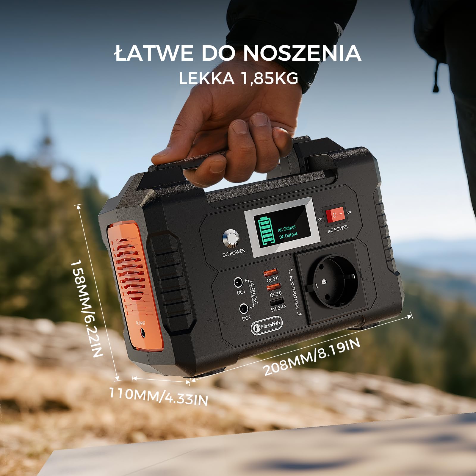 FlashFish 151Wh przenośna stacja zasilania z panelami 60W, generatorem słonecznym 200W, akumulatorem awaryjnego generatora zasilania z wyświetlaczem LCD,do telefonów komórkowych, laptopów, dronów