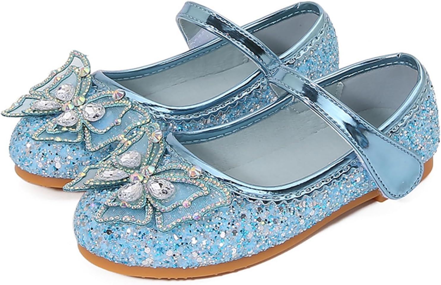 IWIHMIV Girls School Shoes with Straps Comfortable Non Slip Flat Shiny Princess Mary Jane Dress Shoes with Bow