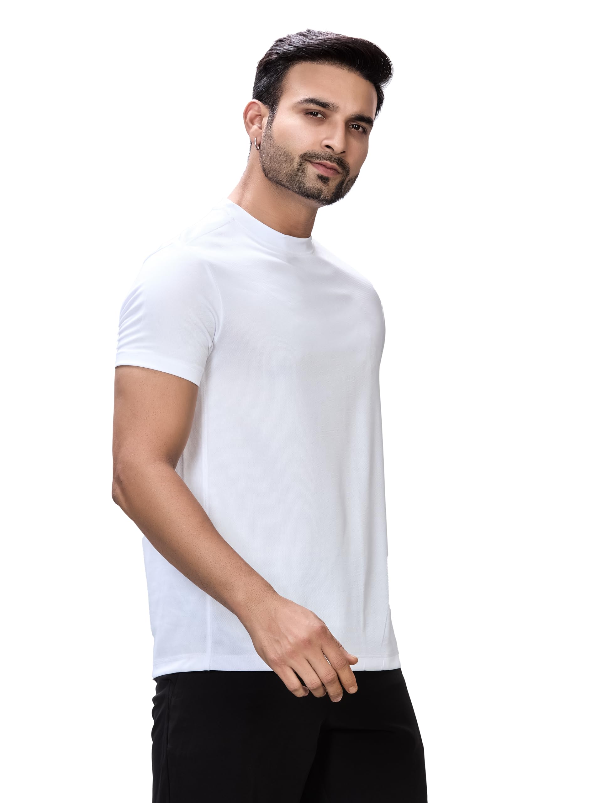 Men's Cotton Regular Fit T-Shirt, Black, Short Sleeve, Sports Wear-picture-26
